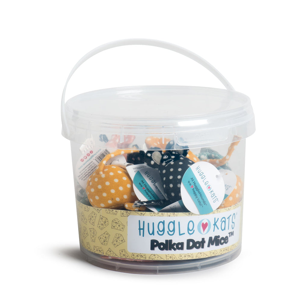 HuggleKats® Polka Dot Mice Bucket of Cat Toys, 16 Pack