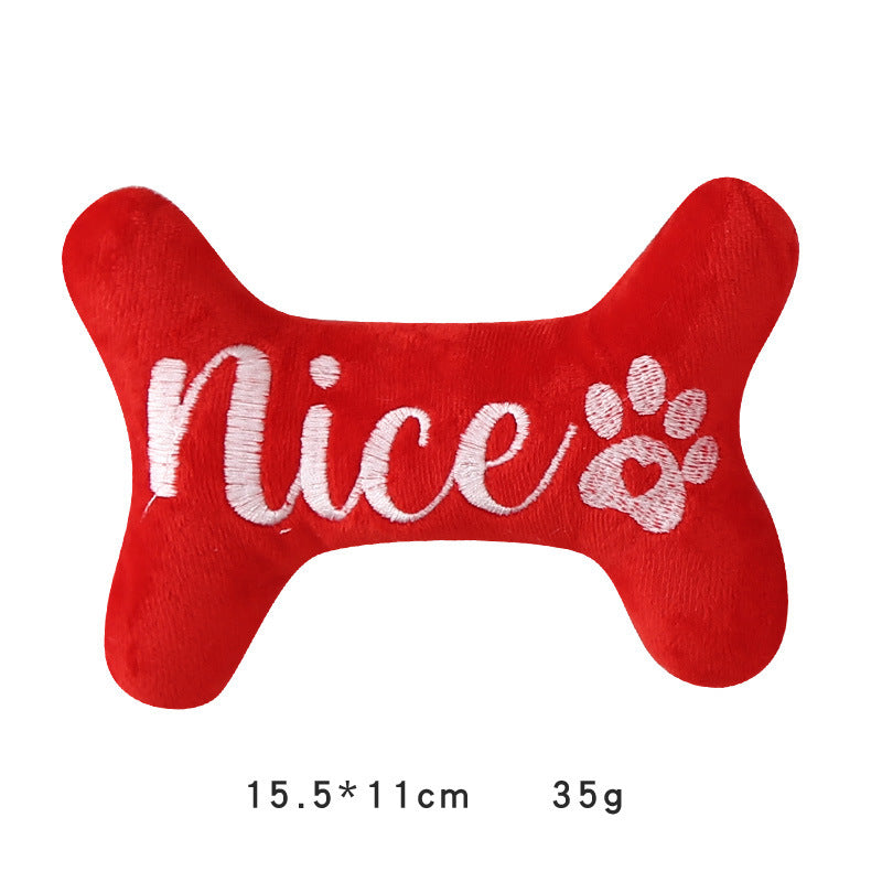 Christmas plush dog toys: Santa, Nice bone and Naughty bone