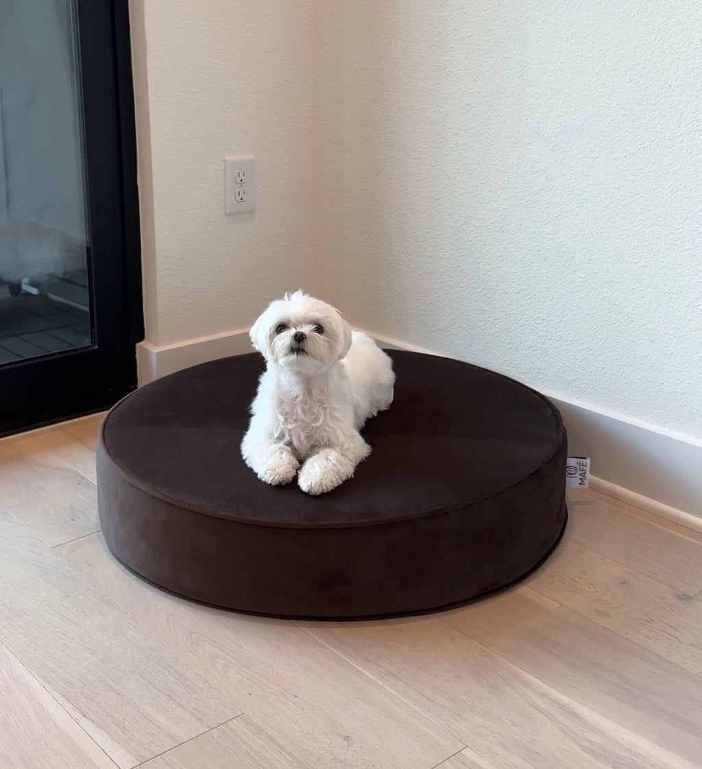 The Circle — Round Ottoman Dog Bed | High-Density Foam, Waterproof Lined, Washable
